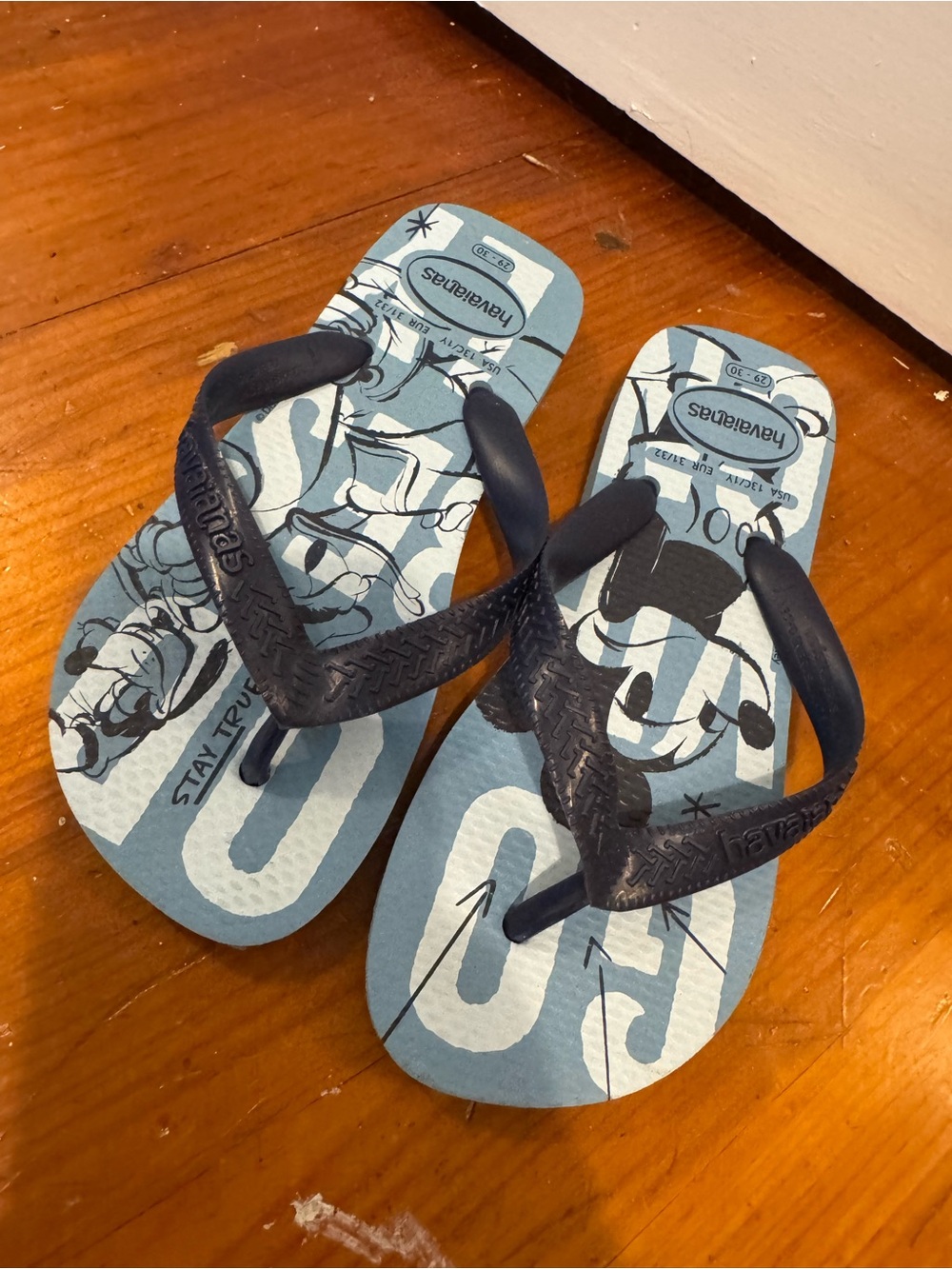 Havaianas Kids Light Blue and Navy Mickey Mouse Flip Flops